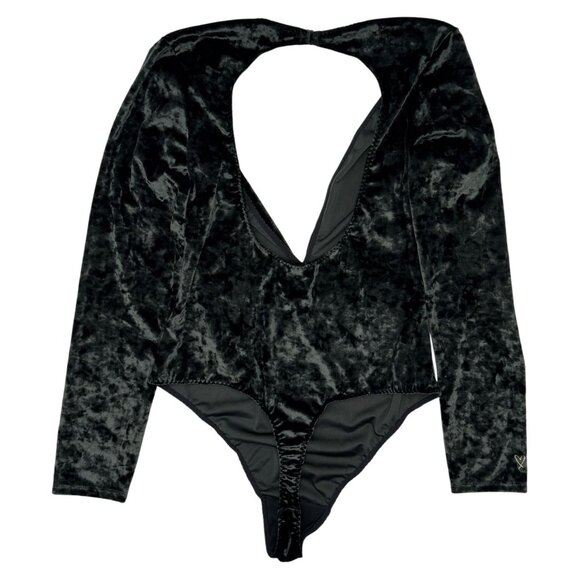 NEW Victorias Secret Size S Green Velvet Bodysuit With Keyhole Back thong snap - Picture 2 of 10